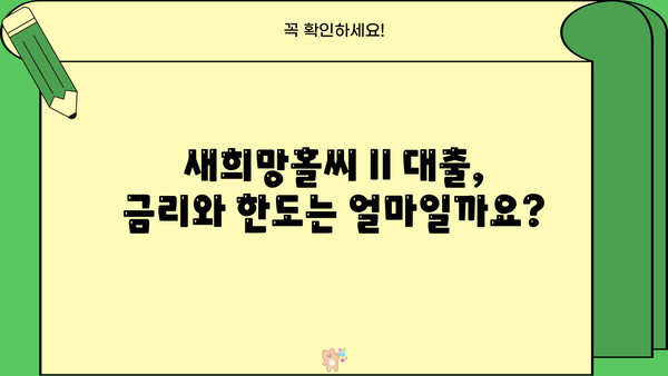 새희망홀씨 II 저소득층 대출 신청 가이드| 필요 서류 & 자격 조건 완벽 정리 | 서민금융, 금융 지원, 대출 정보