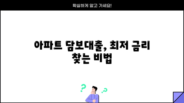 아파트 담보대출 금리 최적화 전략| 비교 분석으로 나에게 맞는 조건 찾기 | 금리 비교, 대출 조건, 최저 금리, 주택담보대출