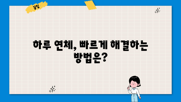 대출 하루 연체, 이럴 땐 어떻게 해야 할까요? | 연체료, 해결 방법, 주의 사항