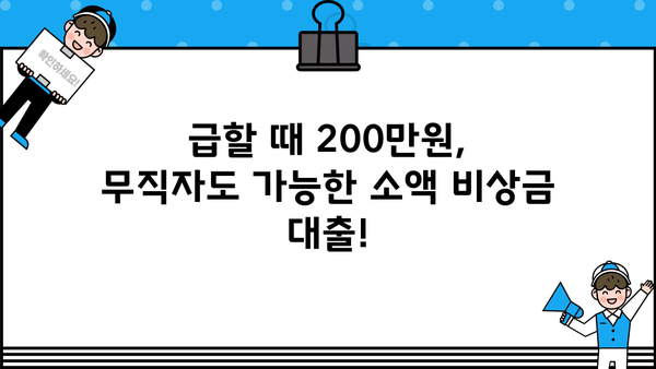 무직자도 OK! 200만원 소액 비상금 대출 옵션 총정리 | 비상금 마련, 소액대출, 신용대출, 대출 조건 비교