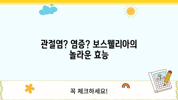 관절 통증 안녕! 보스웰리아 효과 & 사용법 완벽 가이드 | 관절염, 염증, 통증 완화, 천연 성분, 건강 정보