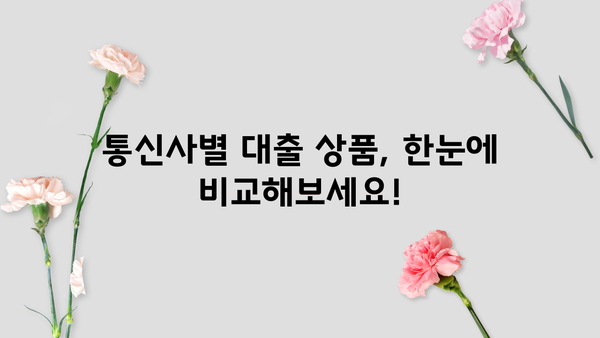 나에게 딱 맞는 대출 통신 상품 찾기| 통신사별 상품 비교 가이드 | 대출, 통신, 상품 비교, 추천