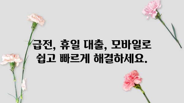 휴일 24시간 급전 해결책| 모바일 소액대출 이용 가이드 | 급전, 휴일 대출, 비상금 마련, 모바일 대출