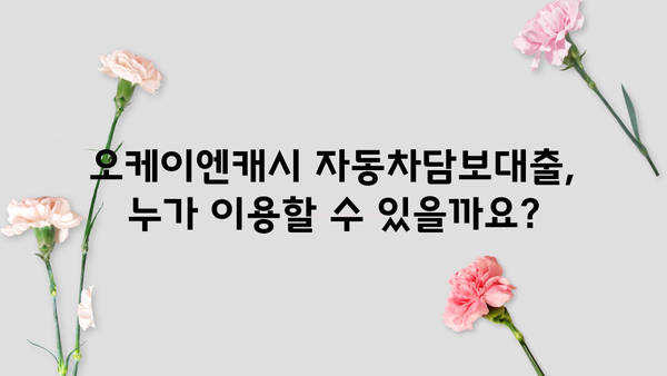 오케이엔캐시 자동차담보대출 자격조건 완벽 가이드 | 필요서류, 금리, 한도, 승인 가능성까지!