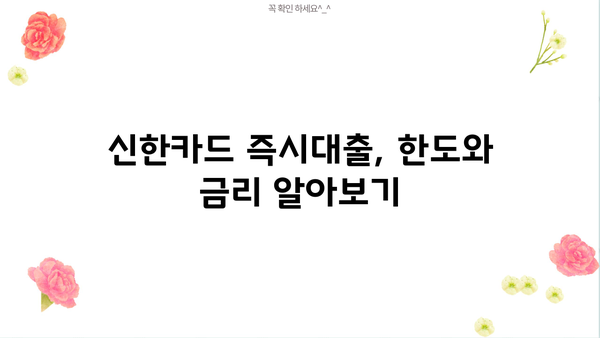 신한카드 즉시대출| 무방문, 무서류로 빠르게! | 신청 자격, 한도, 금리 한눈에 보기
