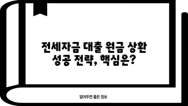 전세자금 대출 원금상환 완벽 가이드| 방법, 주의 사항, 성공 전략 | 전세 대출, 원금 상환, 금리, 상환 계획