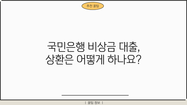 국민은행 비상금 대출 신청부터 상환까지 완벽 가이드 | 조건, 연장, 필요서류, 금리 정보