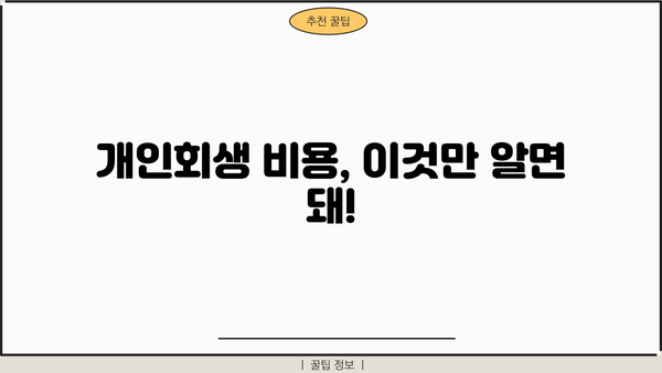 개인회생 비용, 얼마나 들까요? | 개인회생 신청 비용, 변호사 비용, 성공 가능성 및 절차