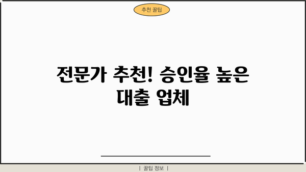 승인률 높은 전국 대출 업체 비교 분석| 한눈에 보는 최적의 대출 선택 가이드 | 대출 비교, 승인율, 금리, 조건, 추천