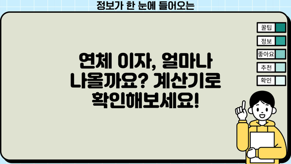 대출 이자 연체 5일, 이제 걱정 마세요! | 연체 이자 계산, 해결 방법, 꿀팁
