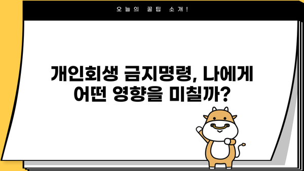 개인회생 금지명령 효력| 나에게 미치는 영향과 대처 방안 | 개인회생, 파산, 채무, 법률