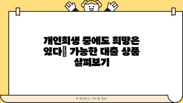 개인회생 중에도 가능한 대출 상품 비교 가이드 | 개인회생 대출, 신용대출, 주택담보대출, 비교