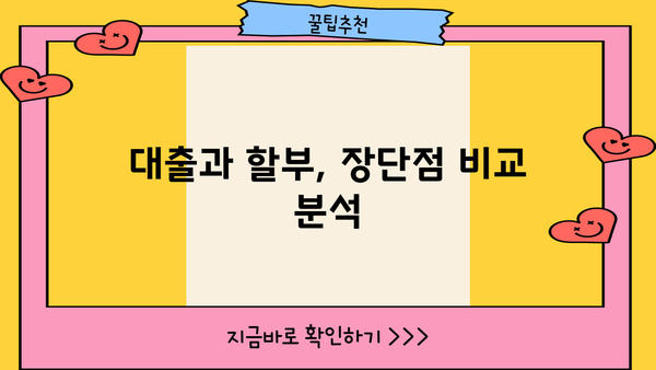 대출 vs 할부| 나에게 맞는 선택은? | 소비 습관, 장단점 비교, 현명한 선택 가이드