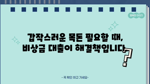 비상금 대출, 친절한 상담으로 목돈 마련 | 긴급 자금, 빠른 승인, 저금리 대출