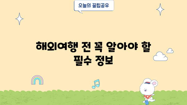 알아두셔야 할 사항| 해외여행 준비 필수 체크리스트 | 해외여행, 여행 준비, 여행 팁, 필수품