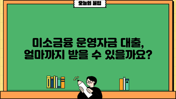 미소금융 운영자금 대출 한도 및 조건 완벽 가이드 | 사업자금, 신용대출, 자금조달