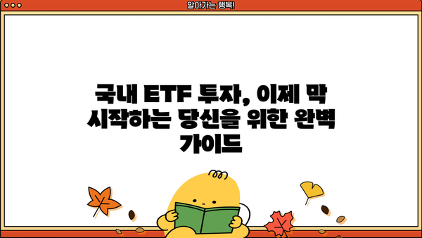 국내 ETF 투자 가이드| 초보자를 위한 핵심 전략 & 추천 ETF | ETF 투자, 국내 주식, 분산 투자, 장기 투자
