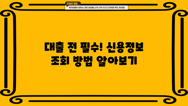 대출 신청 전 필수 확인! KCB & NICE 신용정보 조회 방법 | 대출, 신용등급, 신용정보, KCB, NICE