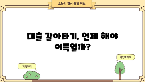 대출 갈아타기 기간| 나에게 맞는 최적의 시기는? | 대출, 금리, 갈아타기, 재테크