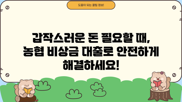 급한 돈 필요할 때, 농협은행 비상금 대출로 문제 해결하세요! | 비상금 대출, 농협, 신용대출, 저금리 대출