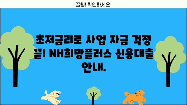 농협은행 NH희망플러스 신용대출| 초저금리 소상공인 대출 상세 안내 | 소상공인, 저금리 대출, 자금 지원