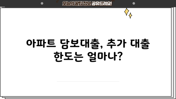 아파트 추가담보대출, LTV 95% 추가 한도 가능할까요? | 아파트 담보대출, 추가 대출, LTV 한도, 대출 조건